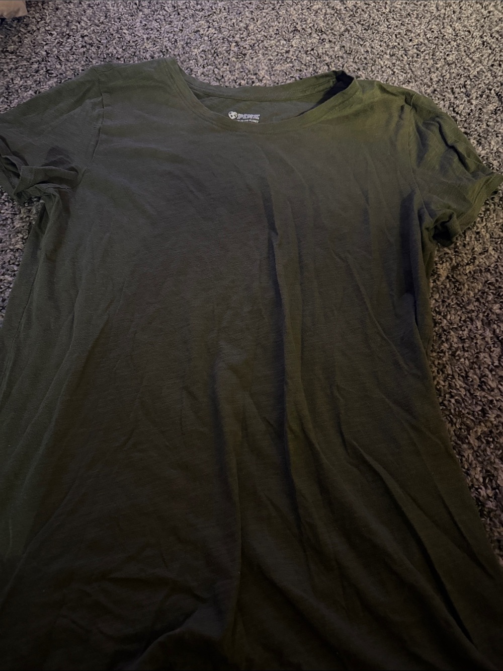PINK Victoria's Secret Olive Green Short Sleeve Crewneck Tee